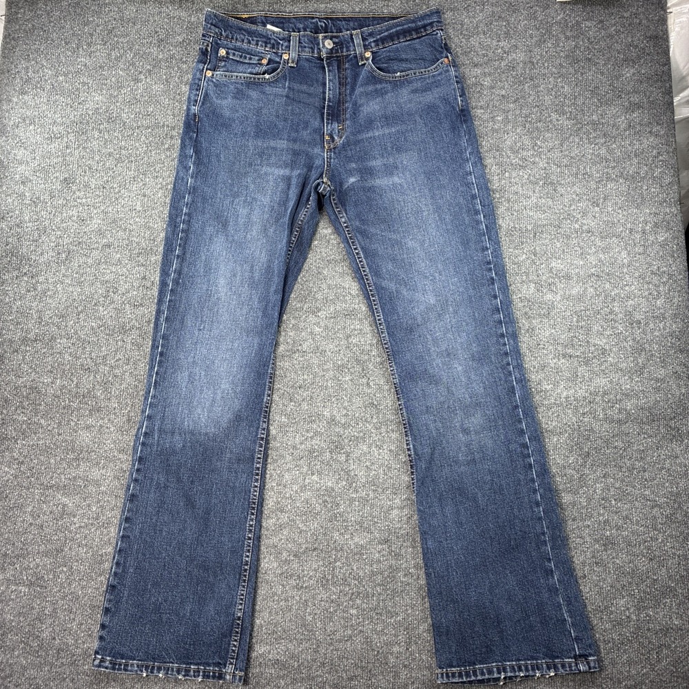 Levis 527 Bootcut Jeans Mens 34x34 Distressed Blue Denim Cotton Western